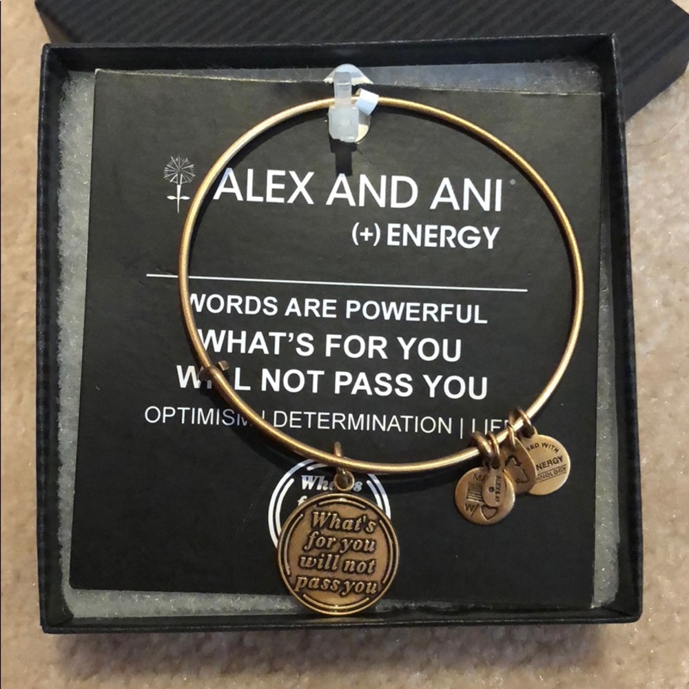NWT Alex and Ani Words are Powerful Gold Bangle